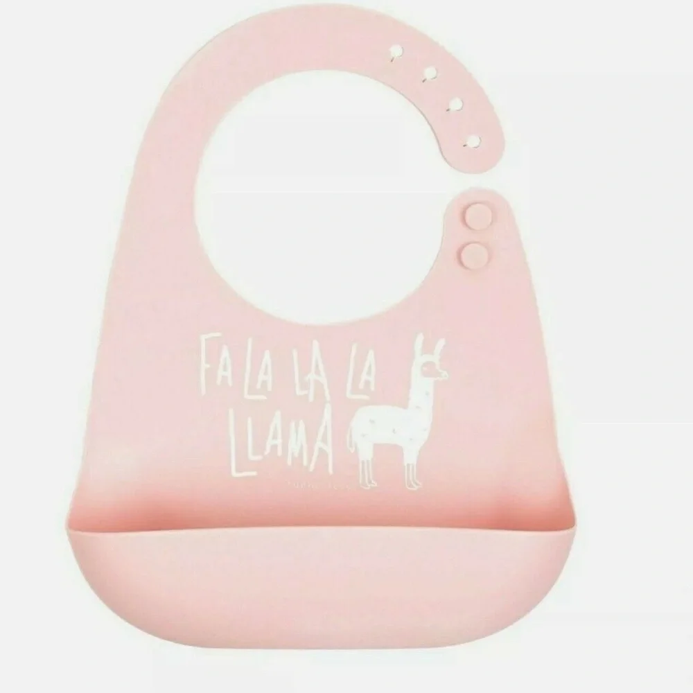 Tunno Tots Silicon Bib Baby Girl Christmas Holiday Pink Bib